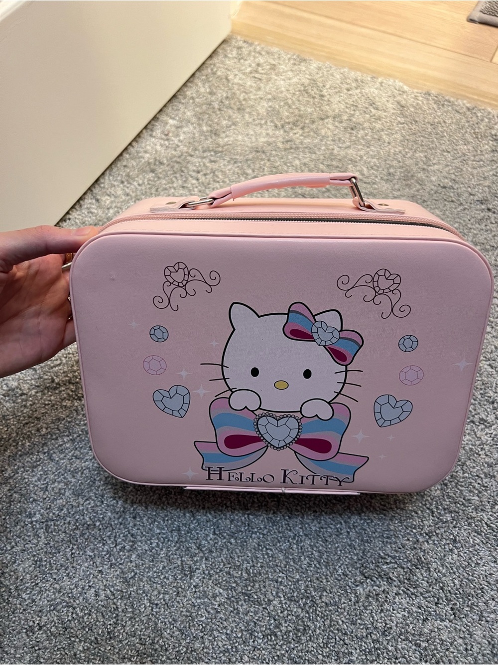 Hello Kitty Pastel Pink Kids Travel Case with Bow & Hearts